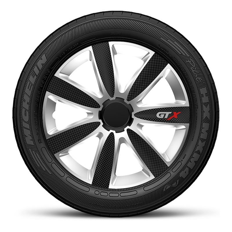 Тасове за джанти 15″ Versaco Carbon GTX Silver Black, цвят сребрист/черен, 4 броя